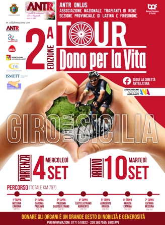 Donazione organi: 9 settembre, a Catania, 6^ tappa tour “Un dono per la vita”